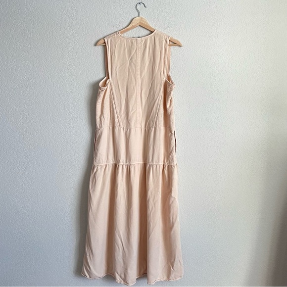 Everlane Dress Womens Large V Neck Tencel Whisper Pink Oversized Midi - Picture 2 of 5